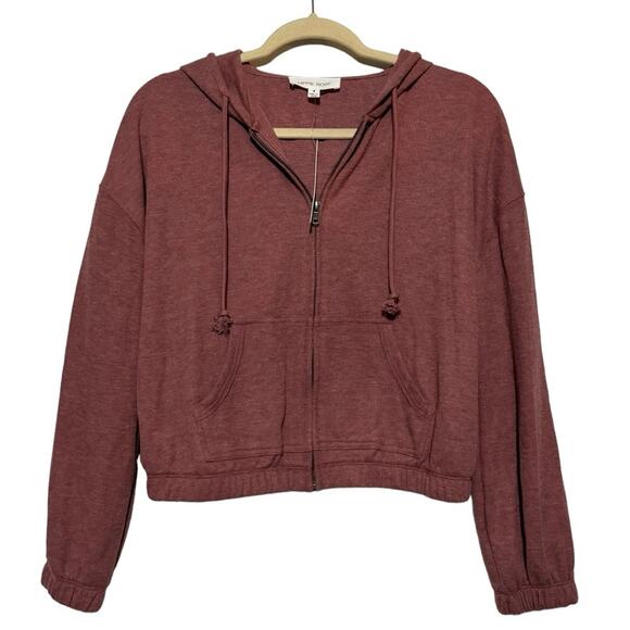 Hippie Rose NWT‎ Ribbed Cropped Hoodie Jacket Washed Berry Women’s Size Small - Picture 1 of 6